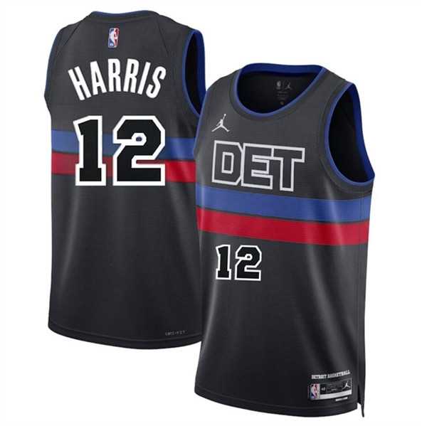 Men%27s Detroit Pistons #12 Tobias Harris Black 2024 Statement Edition Stitched Basketball Jersey Dzhi